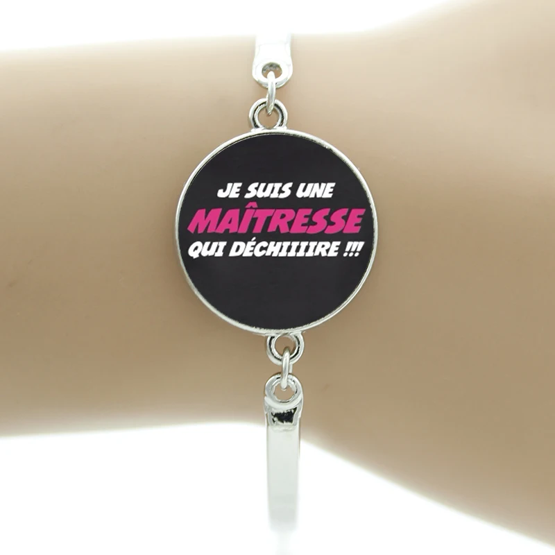 

TAFREE new fashion french style teachers bracelet jewelry je suis une maitresse qui dechire bracelets merci maitresse gift CT261