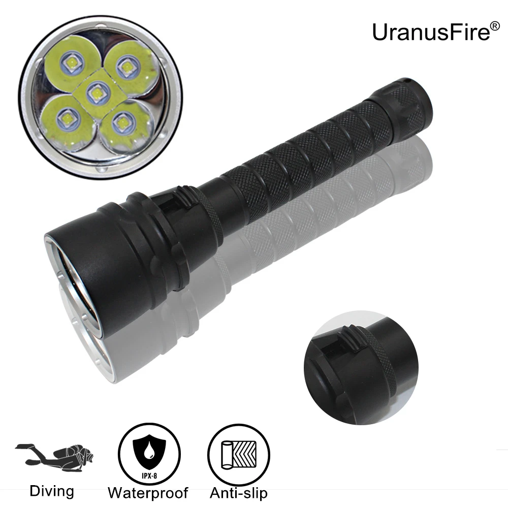 

Белый светильник 5 * L2 тактический фонарик для подводной охоты светильник XM-L2 U2 Водонепроницаемый погружной Lanterna подводный светодиодный све...