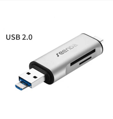 USB2.0 Sliver Seenda все в 1 USB 3.0 Тип-C Металл card reader высокое Скорость SD Micro SD Card Reader micro USB Multi Memory OTG картридер - Цвет: USB2.0 Sliver