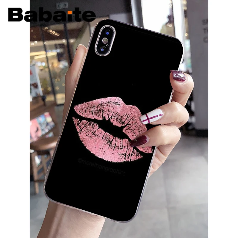 Babaite девчачьи розовые губы Модный Новый чехол для телефона iPhone 7 8 plus 6 6plus 6splus X Xs Xr