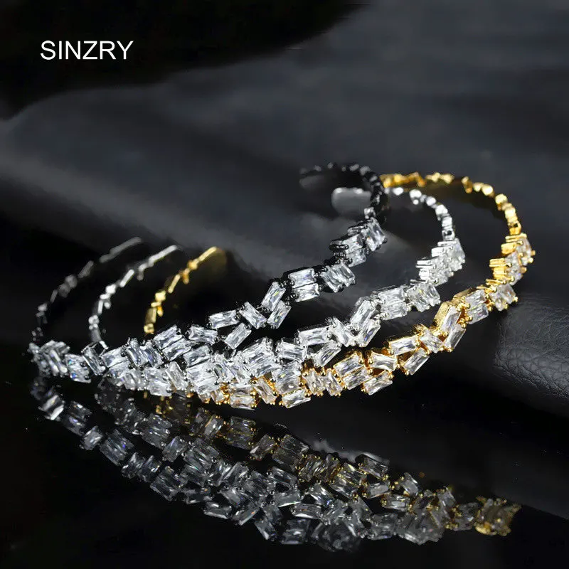 SINZRY ювелирные изделия, индивидуальный белый кубический цирконий goemetr, сверкающие очаровательные браслеты, лидер продаж на Ближнем Востоке, модные браслеты-манжеты для женщин