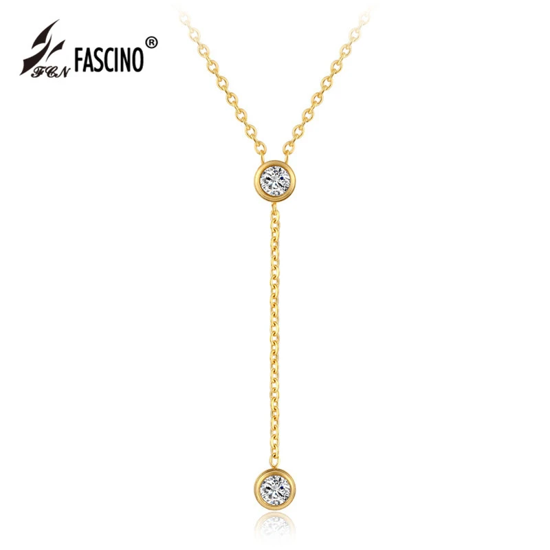 Элегантные модные длинные кисточки кристаллы кулон ожерелье из нержавеющей