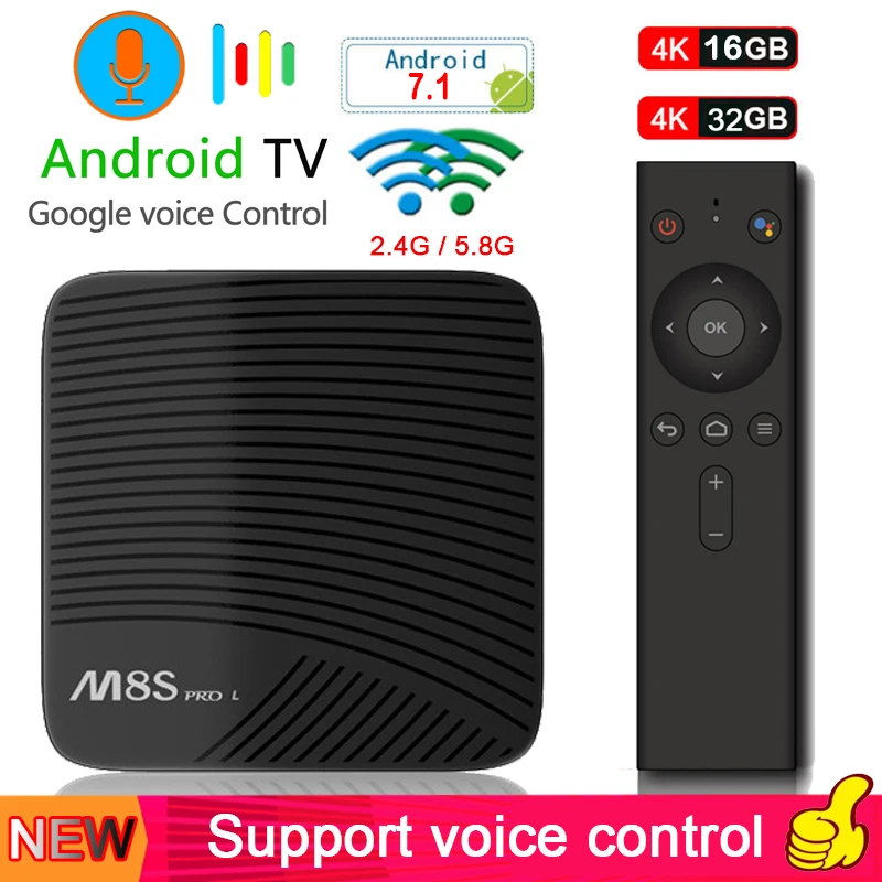 Mecool M8S PRO L Smart TV Box Android 7.1 Amlogic S912 3GB RAM 16/32GB ROM 5G Wifi BT4.1 Voice Remote Control Set-top | Электроника