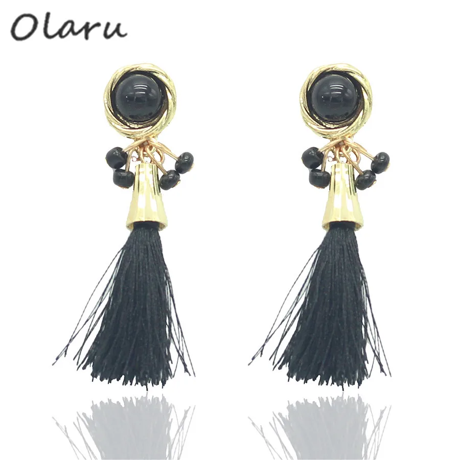 Украшения olaru брендовые длинные серьги гвоздики с кисточками в виде розы для