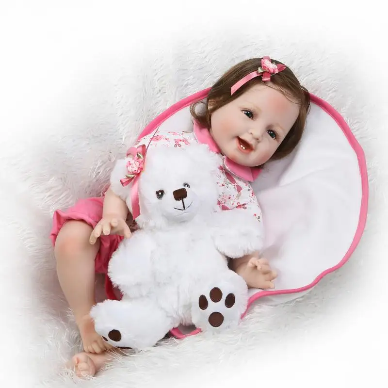 Реалистичные куклы Младенцы bebe reborn 22 дюйма 55 см мягкая улыбка реалистичные