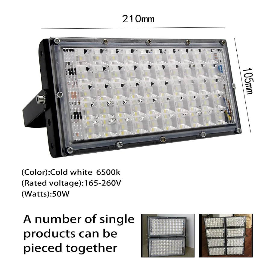 Black Shell DINGDIAN светодиодный 50 Вт прожекторы AC165-260V наружные огни ультра яркий прожектор светодиодный проектор строительство уличная садовая лампа - Испускаемый цвет: Black Shell