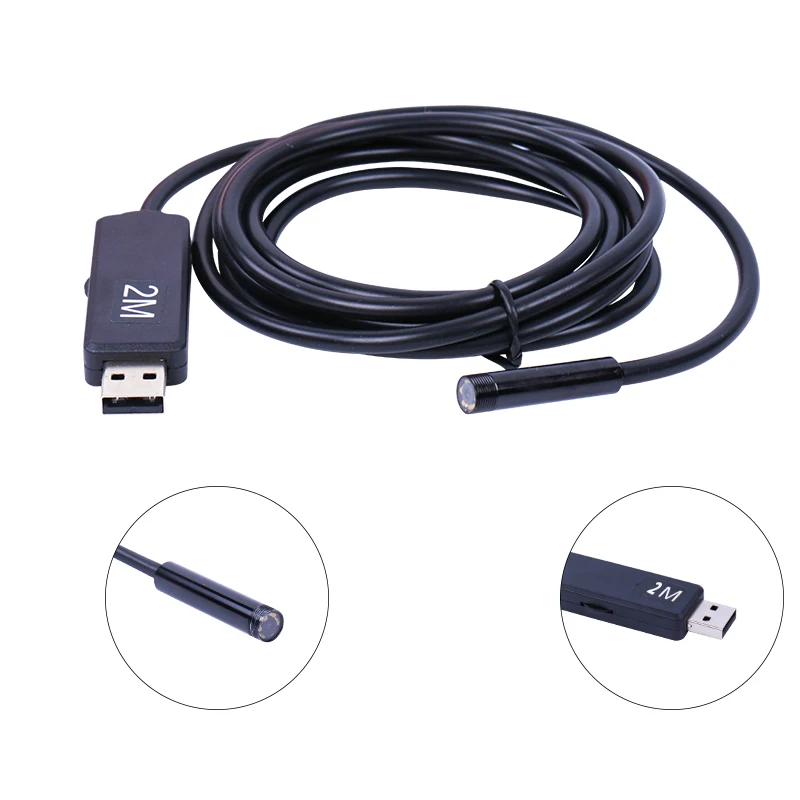 USB эндоскоп с объективом 7 мм водонепроницаемая камера наблюдения мягким кабелем