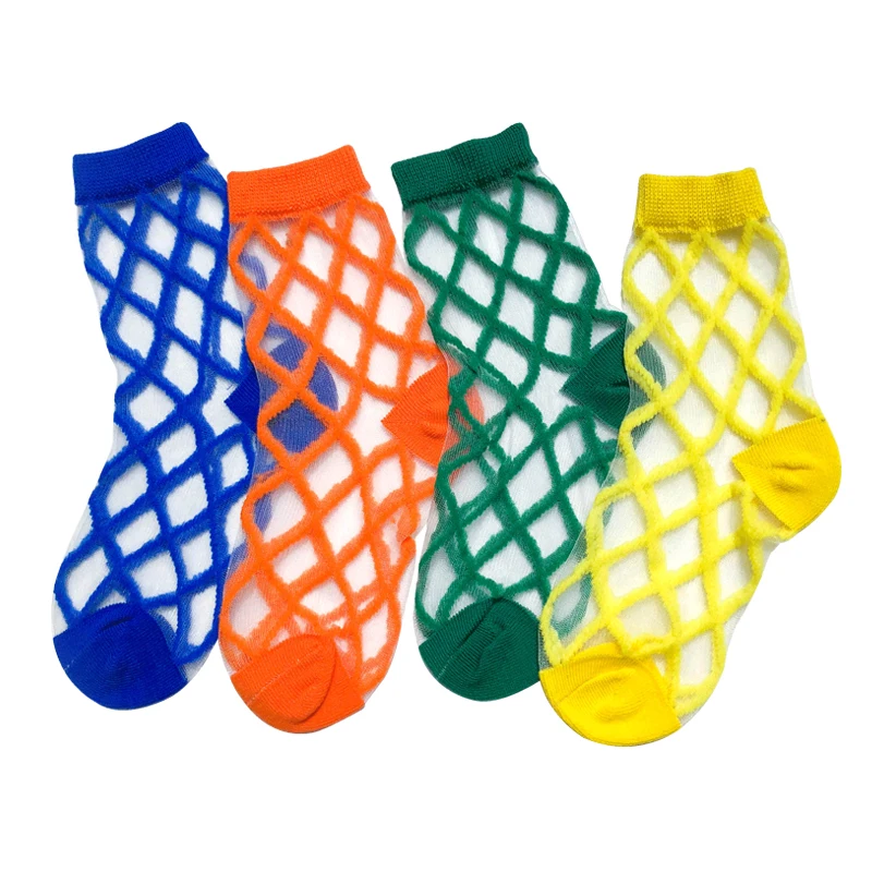 Носки детские с кристаллами хлопковые мягкие дышащие тонкие модные в клетку