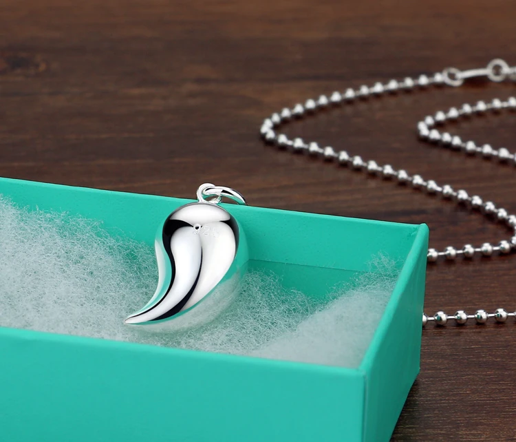 Цельное длинное ожерелье из бусин стерлингового серебра 925 пробы цепочка модные