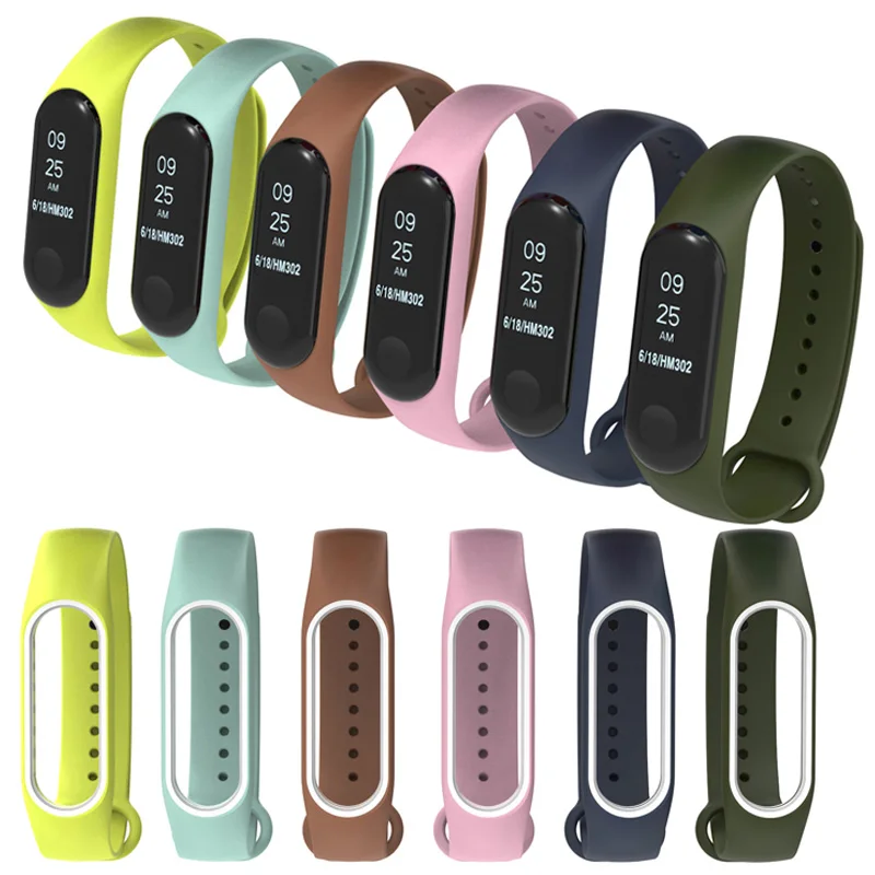 Mi band 4 Браслет замена для силиконового ремешка печать на запястье для xiaomi mi band 4 двойной цвет mi 3 mi 4 мягкие ремни