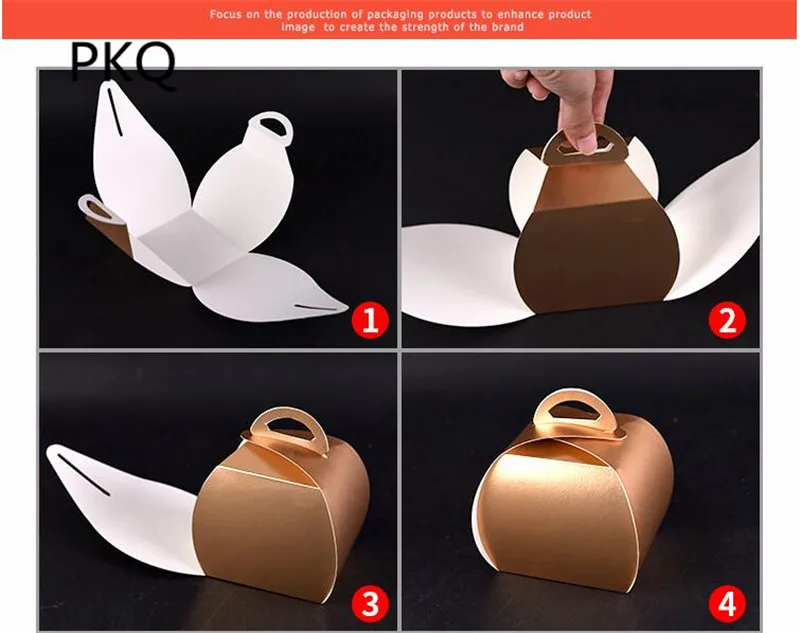 100 шт DIY бумажная коробка для торта конфет крафт бумага Маффин кекса с ручкой