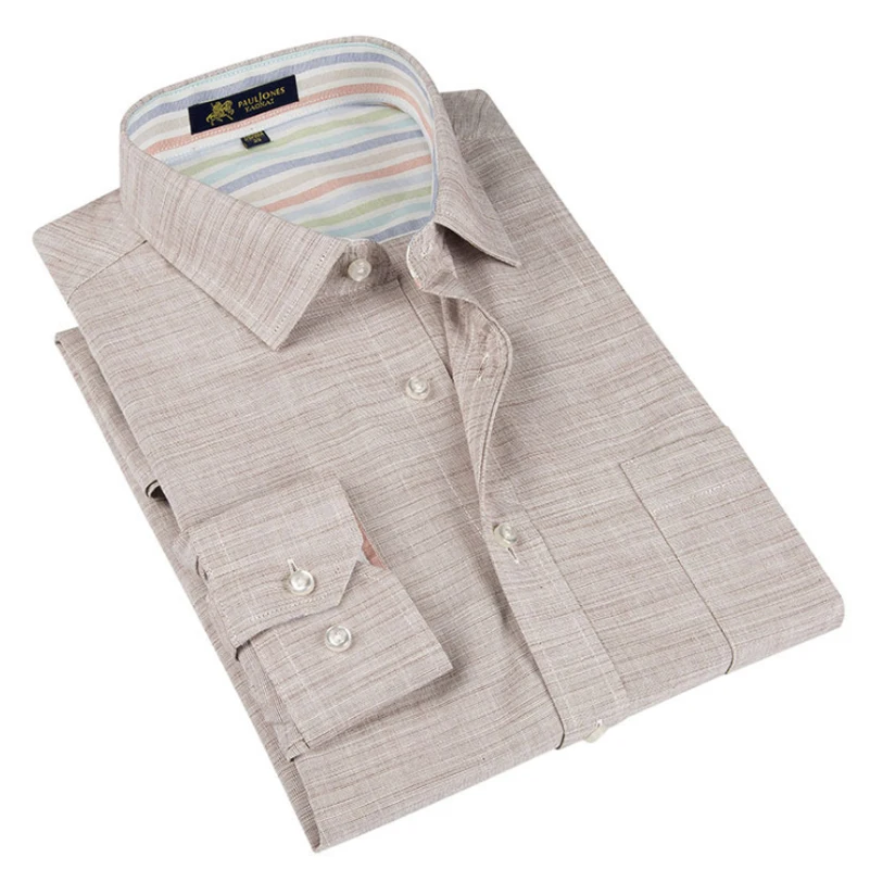 Брендовая льняная рубашка высокого качества мужские рубашки с длинным рукавом