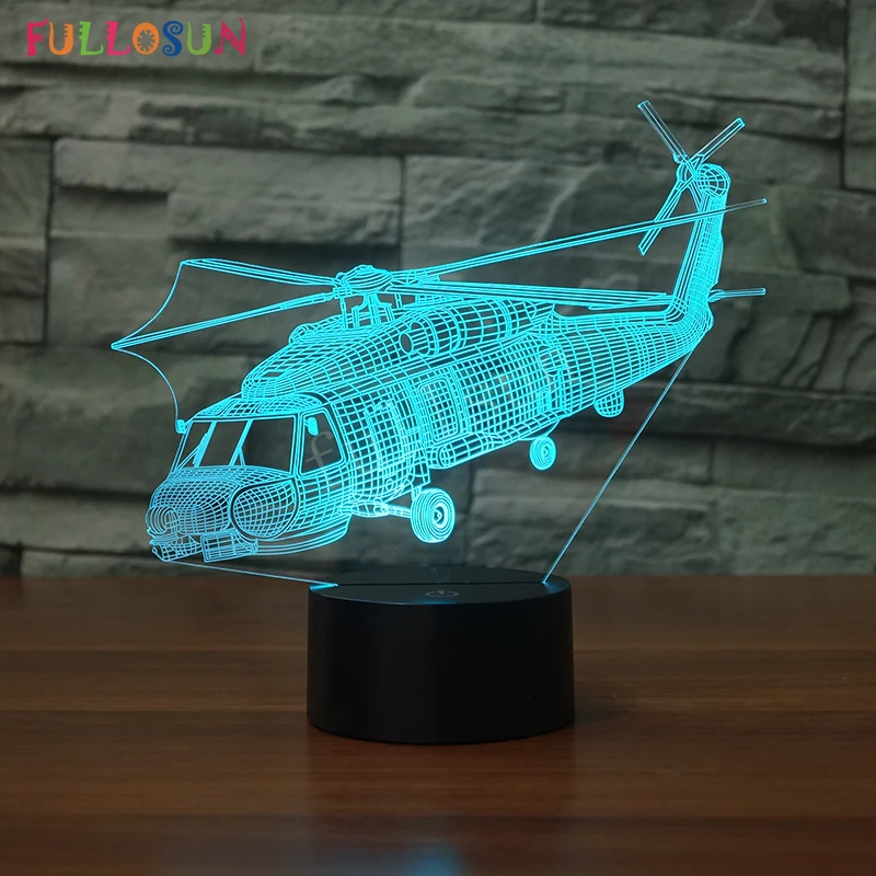 Вертолет 3D светильник светодиодный цветной сменный USB настольная лампа гостиная 3D ночной Светильник с сенсорным управлением воздушная лампа самолет