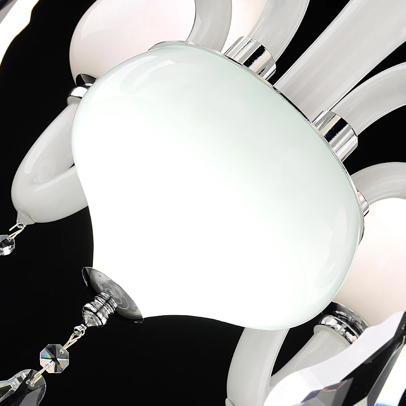 Modern Art Deco Chandelier Milky White Color Hanging Lamp Living Room Candle Lamps Luxury Crystal | Освещение