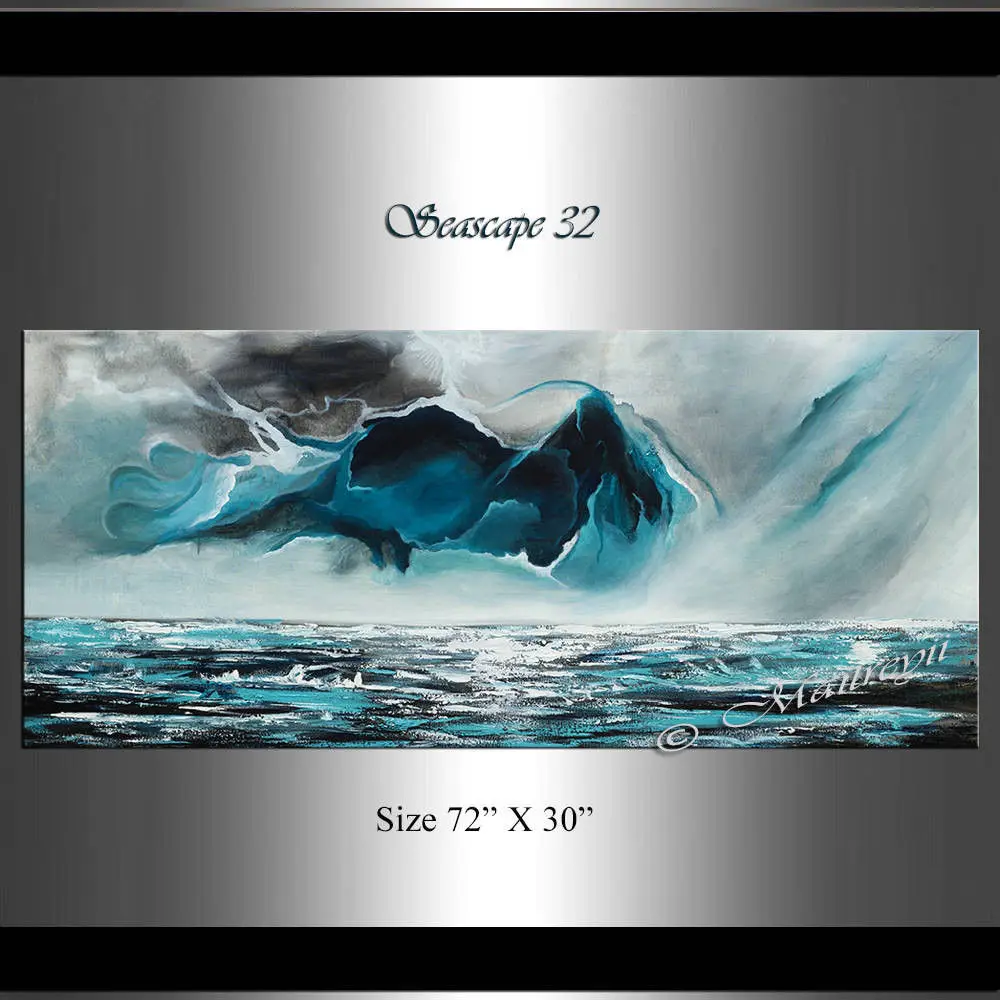 Большая абстрактная масляная живопись Бирюзовая Современная живопись на холсте Оригинальное искусство огромная Современная декоративная живопись маслом