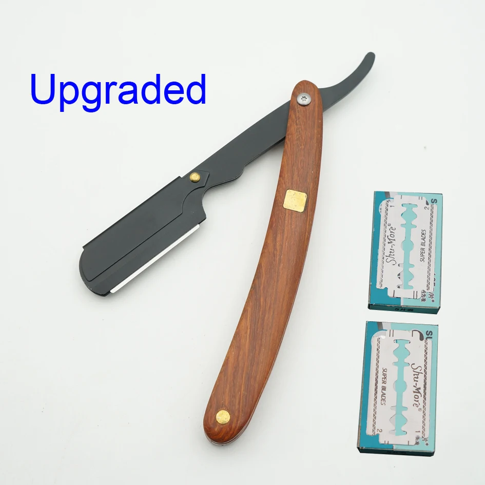 razor and blade Бритва с ручкой из сандалового дерева, Профессиональная парикмахерская бритва, бритва для бровей, Мужская сменная бритва, нож для волос - Цвет: razor and blade