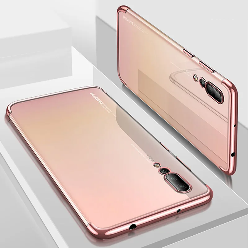 Роскошный прозрачный мягкий силиконовый чехол ТПУ для huawei P30 P20 Lite Pro P10 Plus P9 Lite P8 Lite mate 20 10 Lite Pro 8 9 чехол для сотового телефона - Цвет: Rose gold