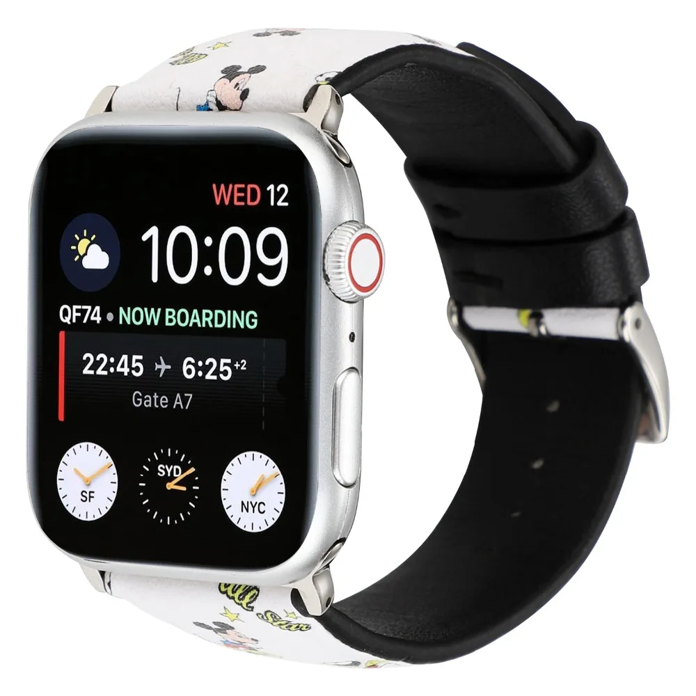 YUKIRIN Микки Перчатки с глазами Минни лук из натуральной кожи ремешок для Apple Watch Series 4 3 2 1 ремешок для iWatch 38 42 мм 40 44 мм мышь