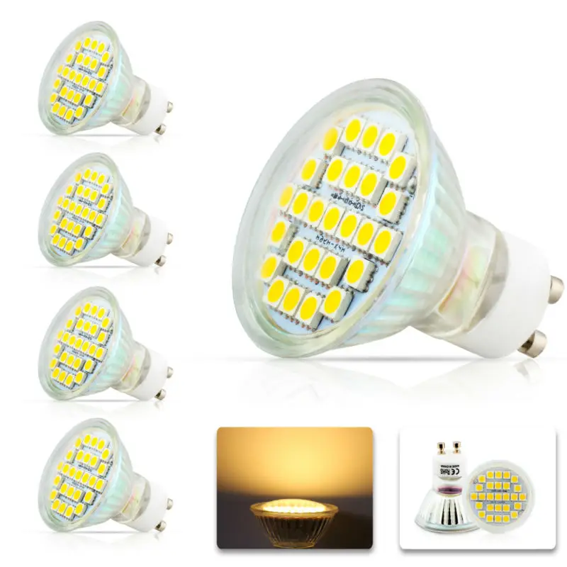 4x GU10 5050 SMD 27 светодиодный 7 Вт белый/теплый белый прожектор Точечные светильники