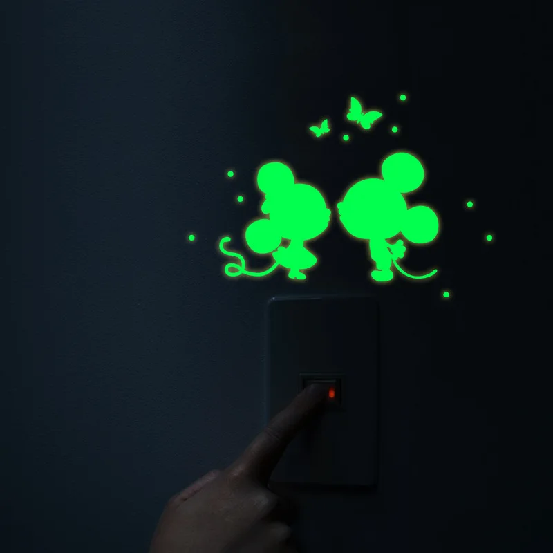 Love mouse Мультфильм светящийся DIY милый домашний Кот переключатель настенный стикер Ночной светильник спальня флуоресцентная наклейка настенные наклейки с росписью плакат - Цвет: Love mouse
