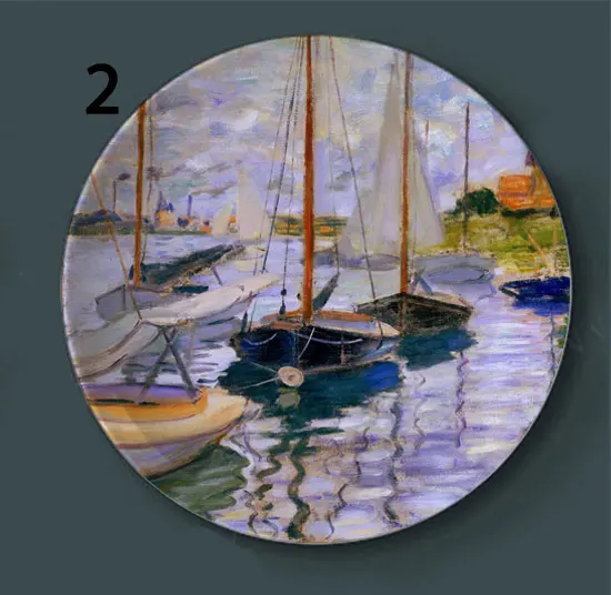 2 Laude Monet Роспись стен гобелены тарелки керамические домашние декоративные блюдо Отель гостиная фон дисплей масляной живописи тарелки - Цвет: 2