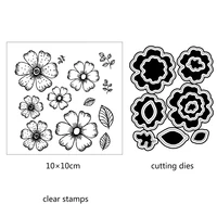 azsg floret flower petal leaves cutting dies clear stamps for diy scrapbookingcard making decorative silicone stamp crafts