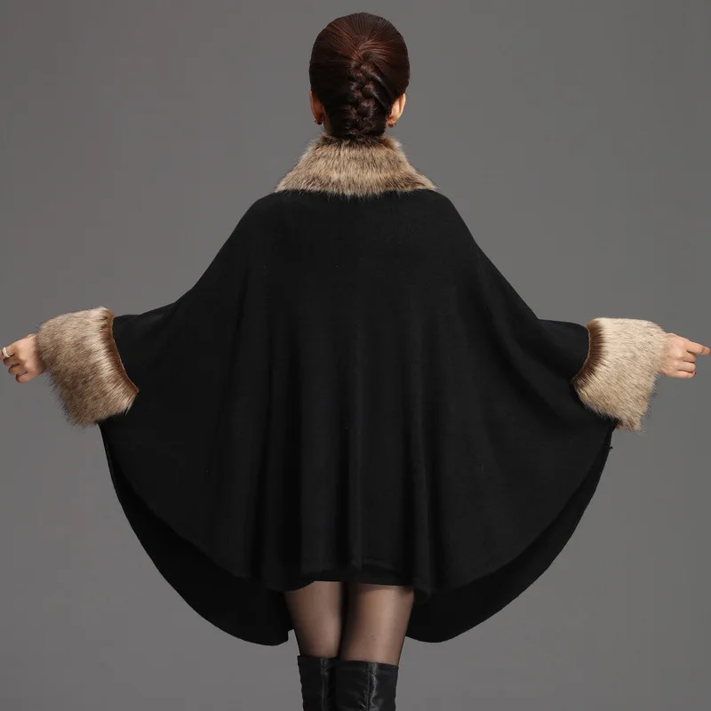 Осень зима женские длинные кардиганы искусственный мех енота воротник