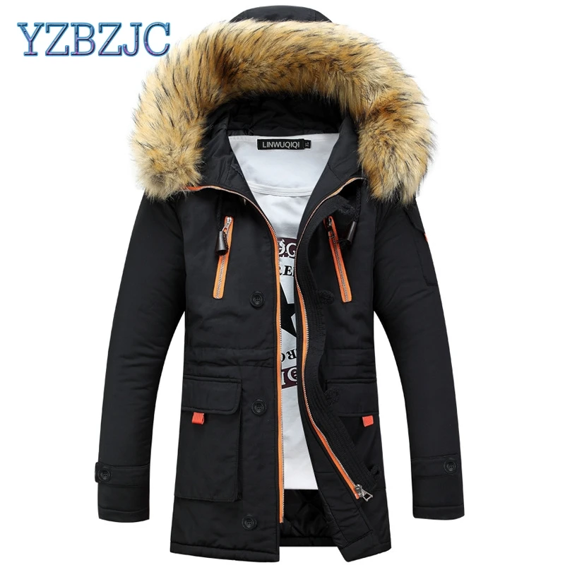 YZBZJC Thickening Parkas Men 2018 Winter Jacket Men's Coats Male Outerwear Fur Collar Casual Long Cotton Wadded men Hooded Coat | Мужская
