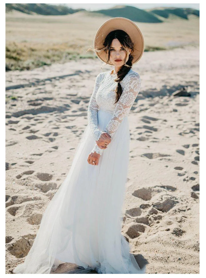 LORIE Boho простое свадебное платье с длинными рукавами 2019 Robe de mariee Винтажный