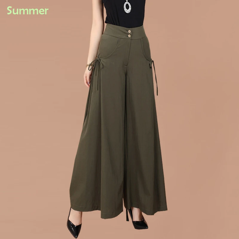 Summer 3 Плюс размер 5XL 6XL летние модные Женские однотонные свободные хлопковые брюки с высокой талией, женские повседневные юбки, брюки-кюлоты - Цвет: Summer 3