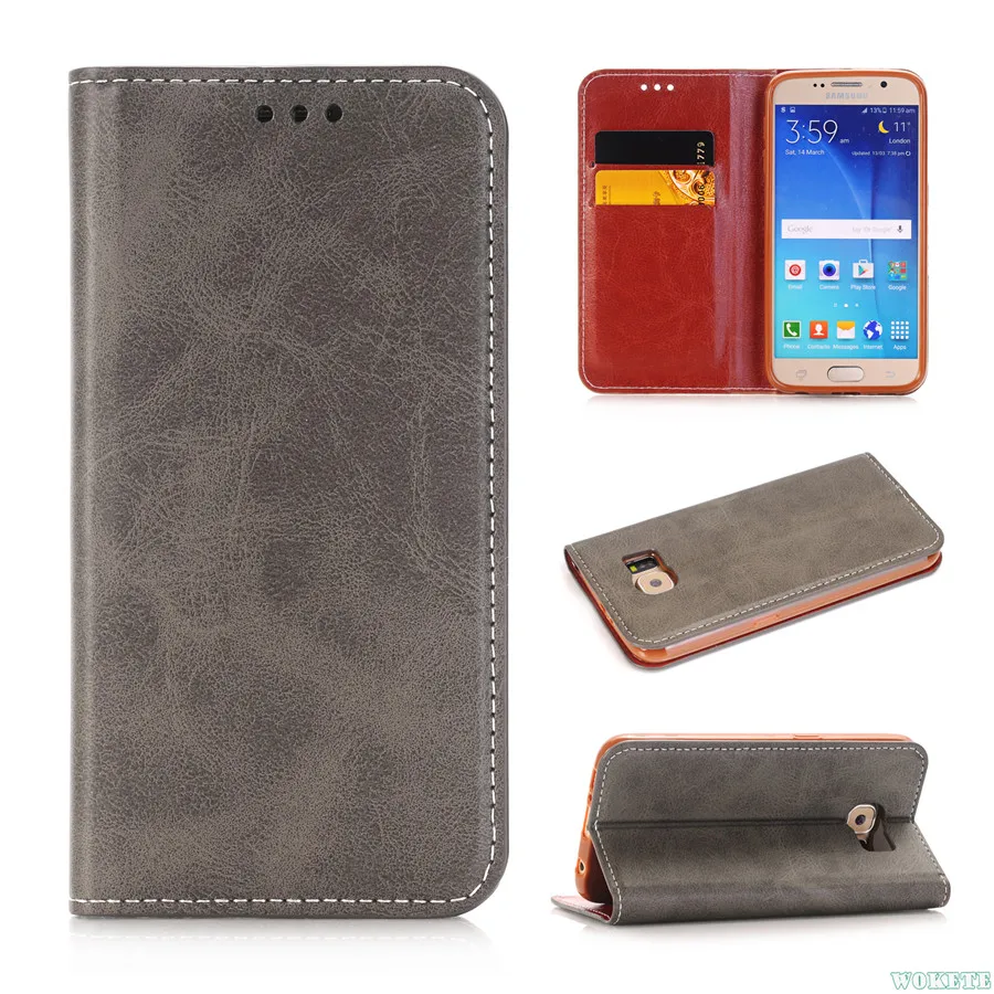 Мода Ретро Флип Магнит Кожа Стенд PU Слот Карт Бумажника Case для Samsung Galaxy S5 S6/S6 Edge S7