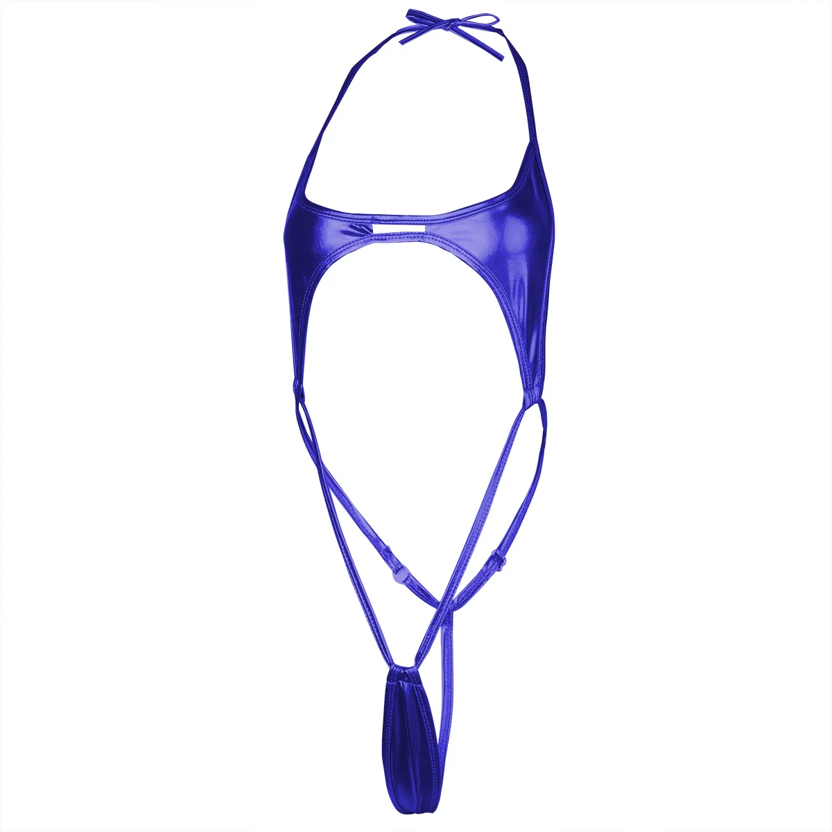 Blue Женское белье, лакированная кожа, бикини, стринги, Купальник Одежда для купания плавательный костюм, Холтер, монокини, подростковое бикини, цельное, Тедди, с высокой посадкой - Цвет: Blue