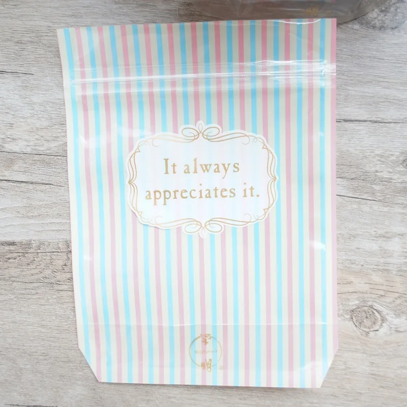 18.2*13.3*6cm 50pcs zipper bag blue pink Striped design for Cookie Snacks Chocolate Gift party Decoration Plastic Packaging | Дом и сад