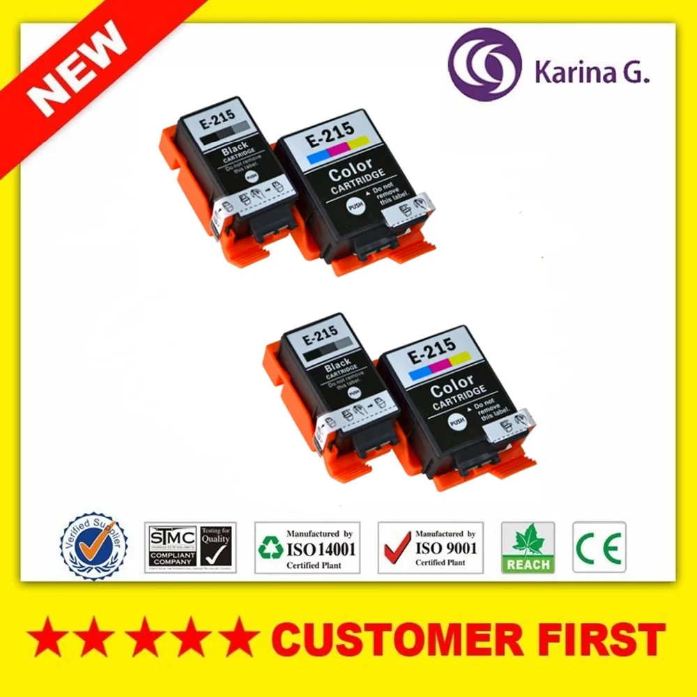 4 шт. совместимый чернильный картридж для T215 BK T215 C T215, подходит для Epson WorkForce WF-100