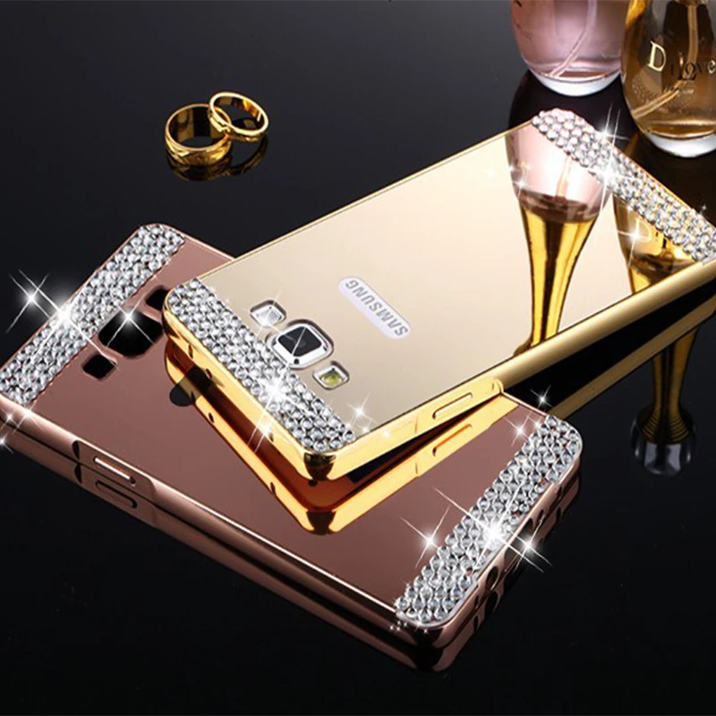 L &amp I Роскошные Украшенные стразами кристалл зеркало Алюминий Телефонные Чехлы