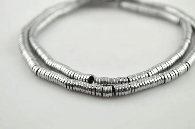 

Free Shipping Silver Color 1x4mm Coin Roundel Shape Loose Hematite Beads Spacer Beads 2Strands/lot