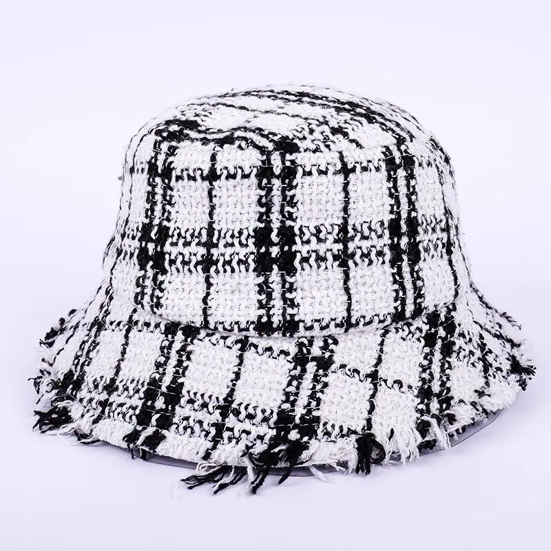 New Men Women Bucket Hats Korea Street Fashion Cotton Plaid Edging Vintage Flat Fisherman Hat Casual Outdoor Folding Fishing Cap |