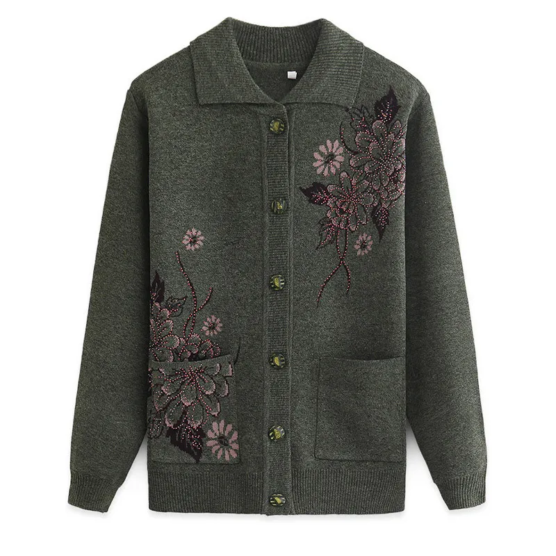 Women Knitted Cardigan Coat Autumn Winter 2019 New Casual Long Sleeve Flower Knit Sweater Female Jacket Large Size 4XL R521 |