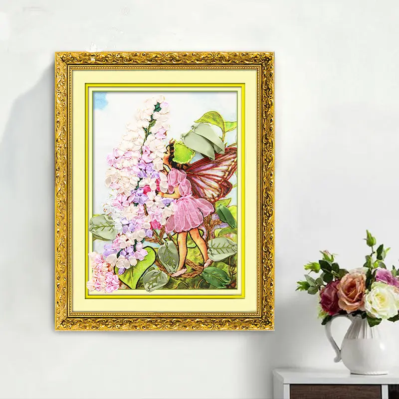 3D цветок Сказочная деталь мультфильм девочка ангел атласная картина набор для