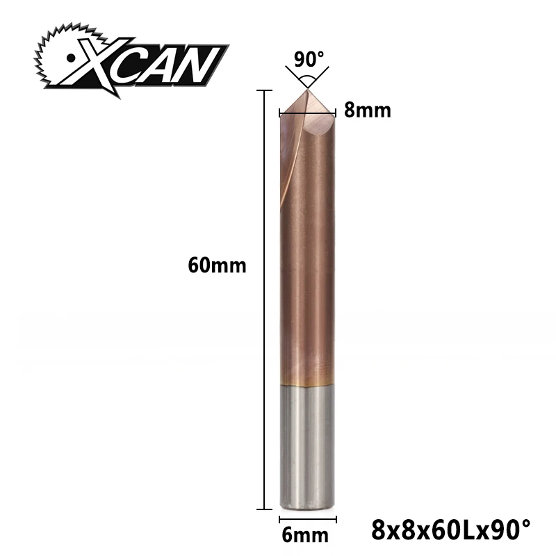 8xD8x60L XCAN 1 шт. 3-12 мм 2 флейты 90 градусов фаска Концевая фреза ЧПУ фреза TiCN с покрытием карбида Концевая фреза Фаски Фреза - Длина режущей кромки: 8xD8x60L