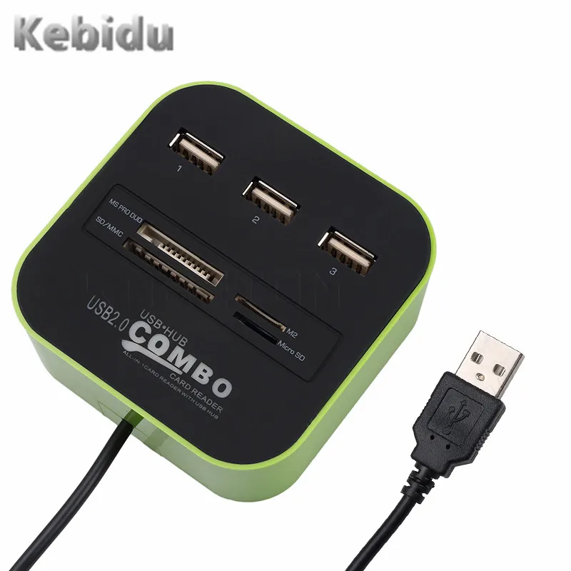 Высокоскоростной USB концентратор 2 0 3 порта с кардридером мини комбинированный