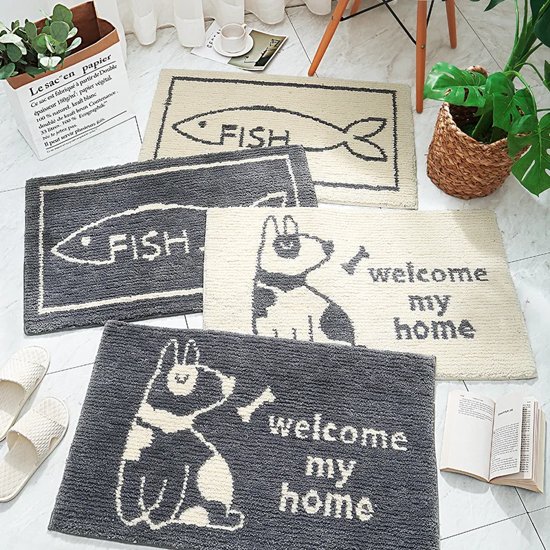 Простой черный и белый внутренний супер впитывающий замшевый дверной коврик