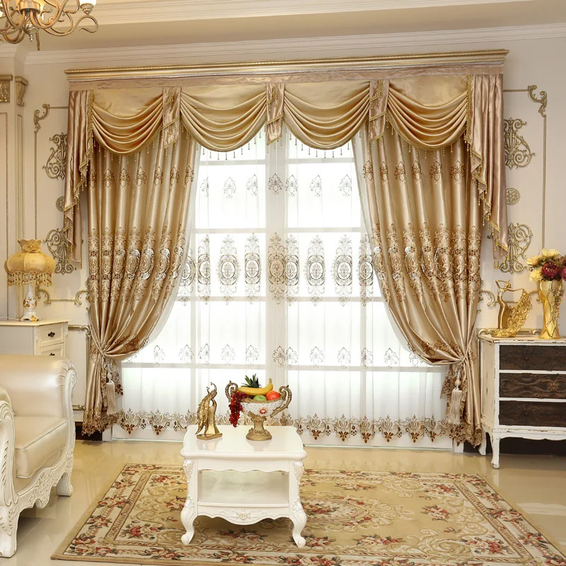 Классические европейские Роскошные Водорастворимые Вышитые шторы для гостиной