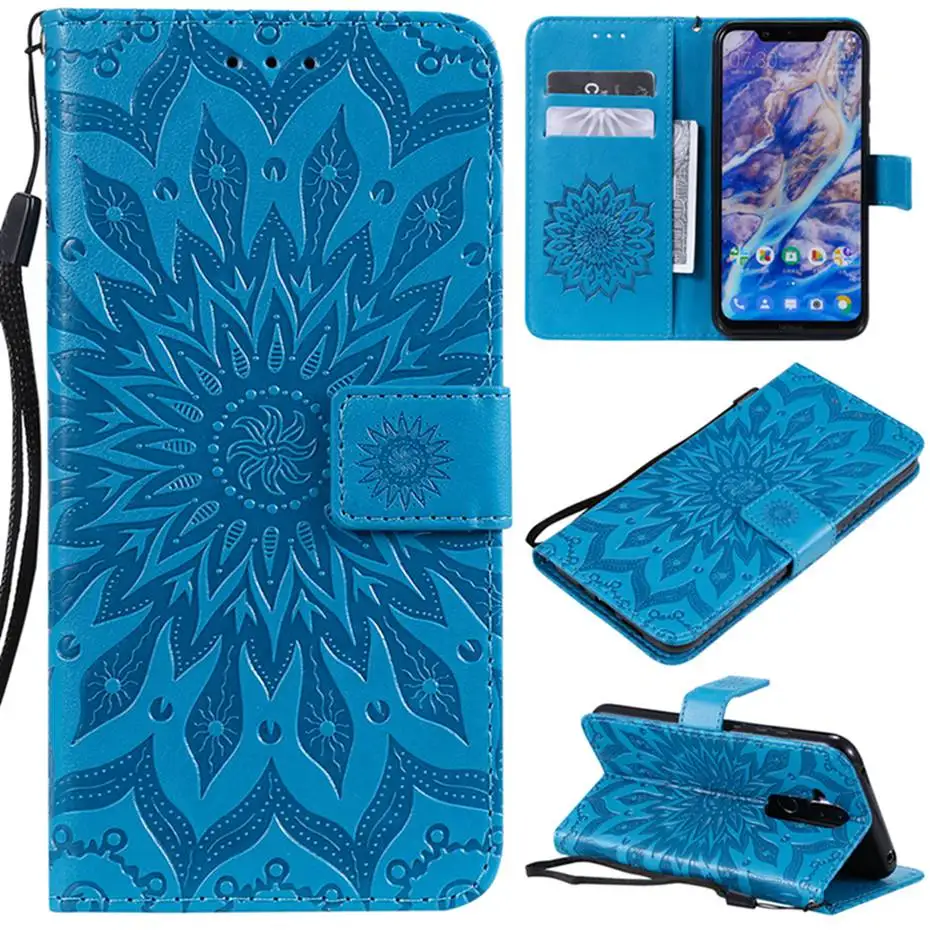 Из искусственной кожи флип чехол для Nokia 3, 5, 6, 8, 9, чистый вид кошелек с рисунками подсолнуха чехол для Nokia 1 3,1 3,2 4,2 7,1 8,1 плюс Чехол для телефона чехол