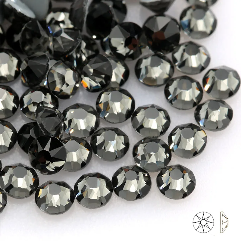 black diamond QIAO 360 шт./лот SS20 SS16 огранки 8 большой 8 маленький кристалл железа на камне горячей фиксации Стразы для одежда камень DIY - Цвет: black diamond