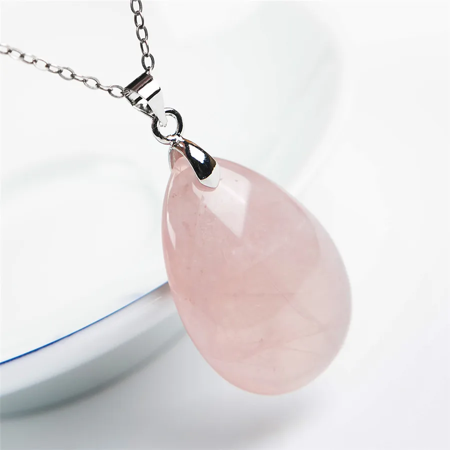 

Genuine Natural Gems Madagascar Pink Quartz Crystal Waterdrop Bead Women Charms Nice Pendant 32x20x13mm