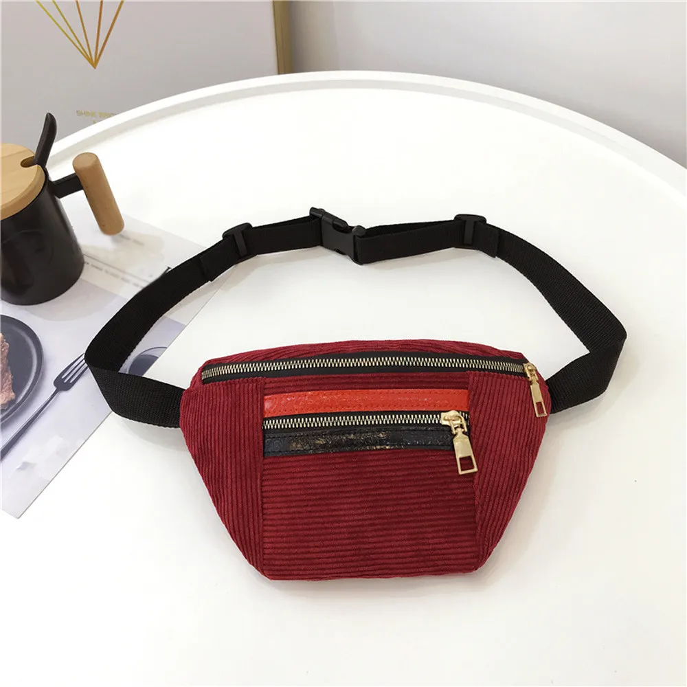 2018 Модные женские вельветовые сумки на молнии спортивные мессенджеры из