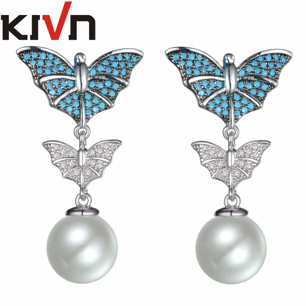 KIVN модные ювелирные изделия Висячие серьги-гвоздики с фианитом женские