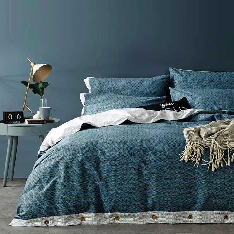 Современный простой Стиль хлопок Постельное белье плед и пуговицы Дизайн мягкие