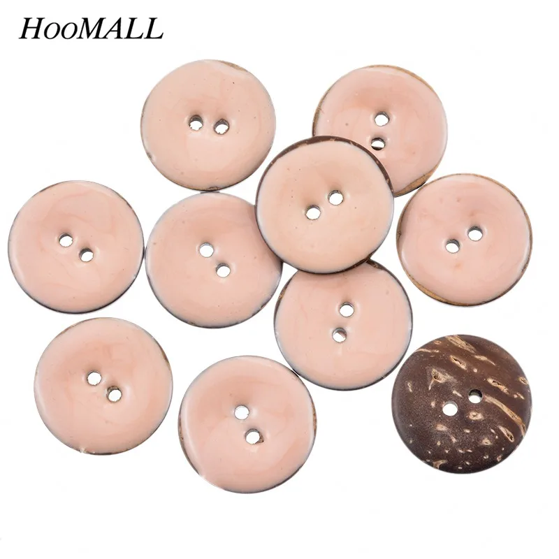 Hoomall Новые 10 шт 2 отверстия эмалированные розовые кокосовые раковины пуговицы